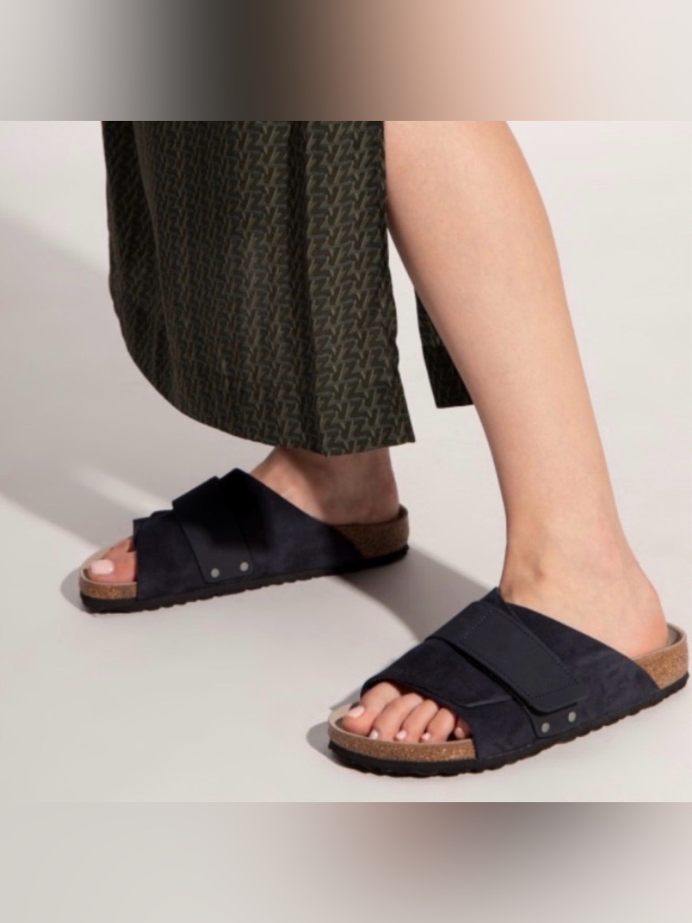 Birkenstock Kyoto Nubuck-Suede Leather Sandals 'Midnight Blue'. MSRP $150